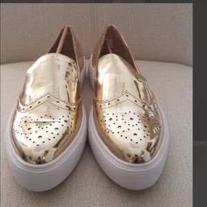 Franco Sarto gold platform sneakers